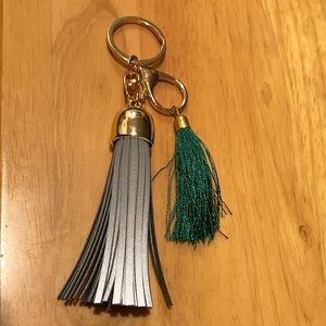 Reflective tassel keychain with green tassel charm